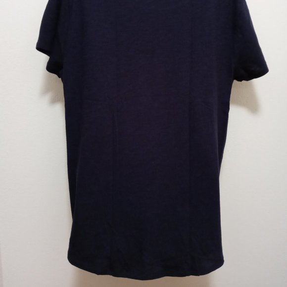 NWT Loft Floral Gold Cone Navy Tee 100% Cotton - Picture 5 of 8